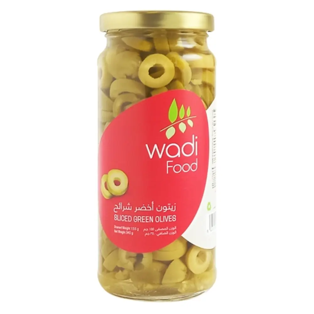 Wadi Food Pitted Green Olives 340Gm